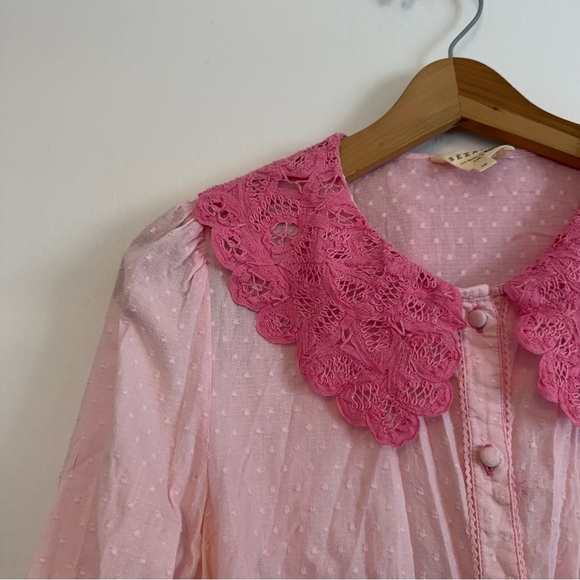 SEZANE Swiss dot lace collar blouse - Picture 2 of 6